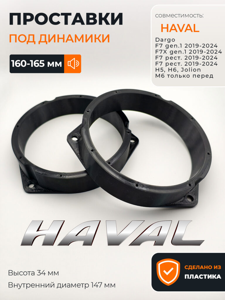 Пластиковые проставки динамиков Haval Dargo F7 gen.1 2019-2024 F7X gen.1 2019-2024 F7 рест. 2019-2024 F7 рест. 2019-2024 H5 H6 Jolion M6 только перед